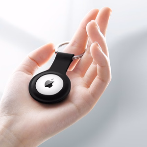 Crong Silicone case for Apple AirTag 1 / 2, with key ring, black