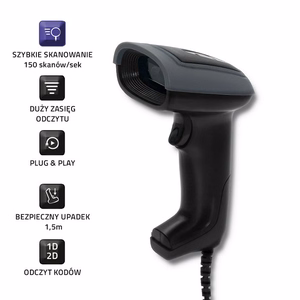 Qoltec 50863 1D ir 2D brūkšninių kodų skaitytuvas | USB