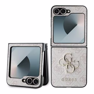 Кожаный чехол Guess 4G Metal Logo для Samsung Galaxy Z Flip 6 - розовый