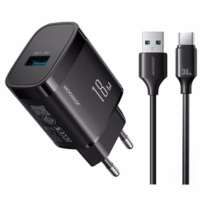 Įkroviklis Joyroom JR-TF4 18W USB-A + USB-A to USB-C cable 1.0m juodas