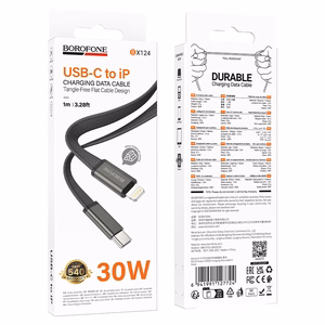 Borofone кабель BX124 Peace - Type C на Lighting - PD 30W 1 метр черный
