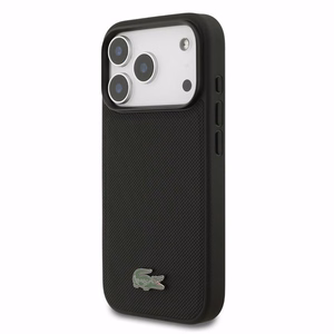 Dėklas Lacoste PVC Iconic Petit Pique Metal Logo MagSafe Apple iPhone 18 Pro juodas