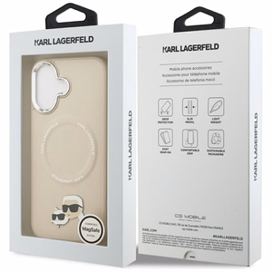 Karl Lagerfeld Karl & Choupette Smeigtukai Magnetinis dėklas telefonui iPhone 17 - smėlinė