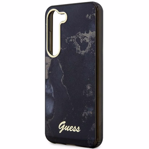 Guess GUHCS23MHTMRSK S23+ S916 juodas/juodas kietas dėklas Golden Marble Collection