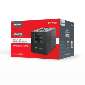 Rebel POWER-2200-LFP4 emergency power supply, pure sine wave inverter with charging, 12 V / 230 V, 2200 VA / 1600 W