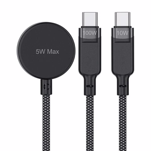 Acefast C6-11 USB-C кабель 3в1 — 2x USB-C / Qi 480Mb/s 100W 1.2м — чёрный