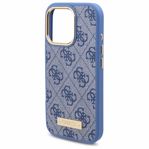 Guess 4G Logotipo plokštelė Magnetinis dėklas telefonui iPhone 16 Pro - mėlynas