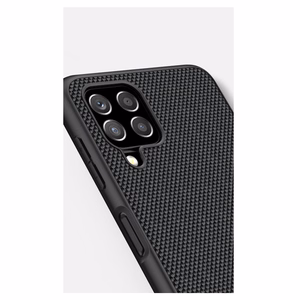Nillkin Textured Case patvarus sustiprintas dėklas su geliniu rėmu ir nailono nugarėle Samsung Galaxy A22 4G juodas