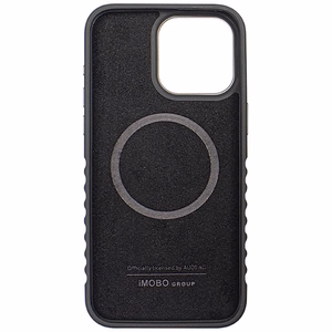 Audi Natūralios odos dėklas su MagSafe iPhone 15 Pro - juodas ir raudonas
