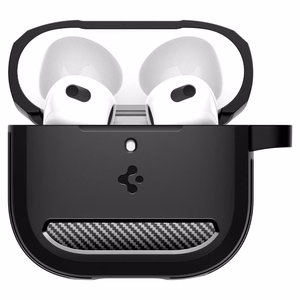 Spigen Rugged Armor dėklas AirPods 4 - juoda