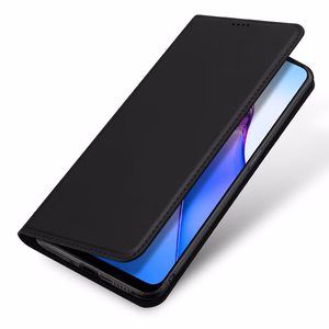 Dux Ducis Skin Pro dėklas telefonui Oppo Reno 8 su atverčiamu dangteliu, kortelių pinigine ir stovu, juodas