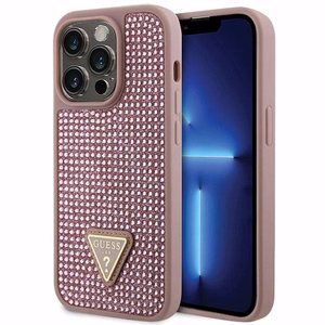Guess GUHCP14LHDGTPP iPhone 14 Pro 6.1" rožinis/rožinis hardcase Rhinestone Triangle