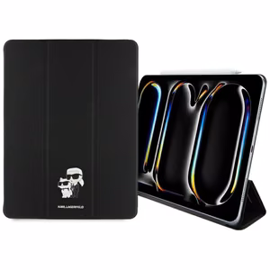 Karl Lagerfeld Saffiano Magnetinis Karl & Choupette iPad Pro 13" 2024 Knygos viršelio dėklas - juodas