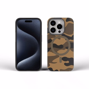 Dėklas telefonui FORCELL F-PROTECT su dviejų sluoksnių 4D technologija, militarinio kritimo testo suderinamas IPHONE 16 desertinis kamufliažas