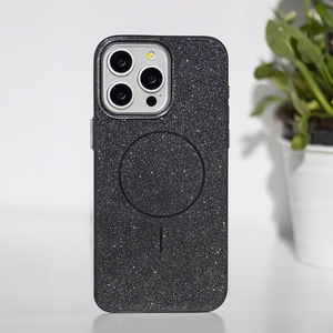 Blizgus plonas magnetinis dėklas telefonui iPhone 15 6,1" juodas