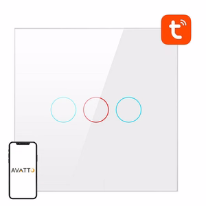 Išmanusis šviesos jungiklis WiFi Avatto TS02-EU-W3 3 Way TUYA (baltas)
