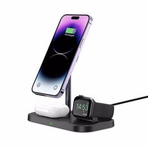 Tech-Protect QI15W-A22 MagSafe indukcinis įkroviklis su 3in1 MagSafe stovu išmaniajam telefonui / Apple Watch / AirPods - juodas