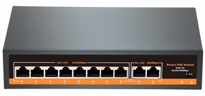 PoE šakotuvas 8x100Mbps PoE + 2x Gigabit UPLINK, 120W