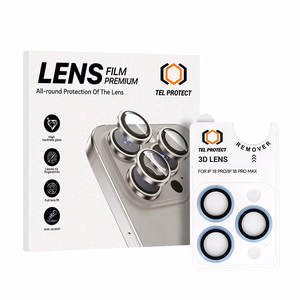 Tempered glass Tel Protect 3D Lens on camera for Iphone 18 Pro/18 Pro Max lightblue (lens 3 pieces)