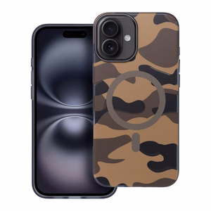 Dėklas telefonui FORCELL F-PROTECT su dviejų sluoksnių 4D technologija, militarinio kritimo testo suderinamas IPHONE 16 PRO desertinis kamufliažas
