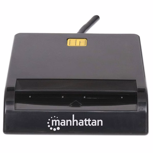 Manhattan USB-A kontaktinis išmaniųjų kortelių skaitytuvas, 12 Mbps, išorinis, juodas, kabelis 105 cm