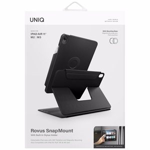 Uniq Rovus Snapmount Magnetinis 360 Sukamas Nuimamas dėklas iPad Air 11" 2024 / 2025 / iPad Air 10.9" 2020 / 2022 - juodas