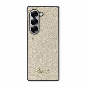 Guess 4G Blizgus Užrašas Dėklas telefonui Samsung Galaxy Z Fold 6 - Auksinė
