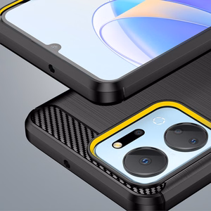 Carbon Case чехол для Honor Play 40 Plus / Honor X7a гибкая силиконовая карбоновая крышка чёрный