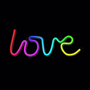 Neoninis LED RGB šviestuvas LOVE FLRN01 + RC Forever Light