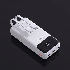 Išorinė baterija Dudao K15Pro 20000mAh 22,5W PD USB-C / USB-A / integruoti Lightning ir USB-C laidai (balta)