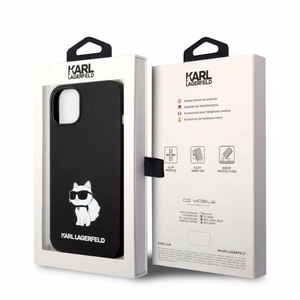 Karl Lagerfeld silikoninis Choupette dėklas telefonui iPhone 14 Plus - juodas