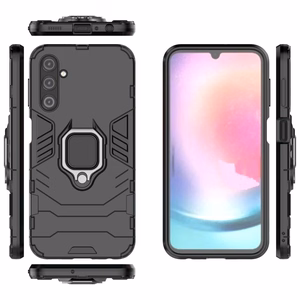 Ring Armor case for Samsung Galaxy A24 4G armored cover magnetic holder ring black