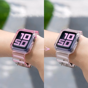Silikoninė apyrankė dirželis dėklas dirželis šviesos rinkinys Apple Watch 44mm - geltonas