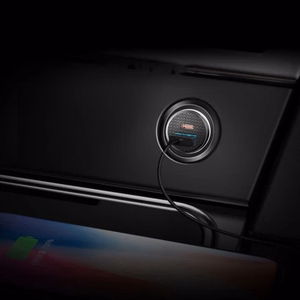 Baseus Circular Plastic QC 3.0 PD automobilinis įkroviklis 1x USB-C - USB jungtis 30W juodas