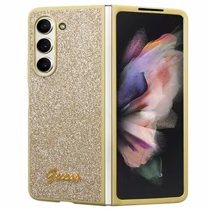 Guess Glitter Script dėklas telefonui Samsung Galaxy Z Fold 5 - auksinis