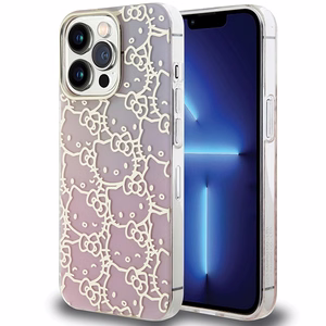 Hello Kitty IML gradiento elektropinio tankiai išdėstytų kačių galvų dėklas telefonui iPhone 14 Pro - rožinis