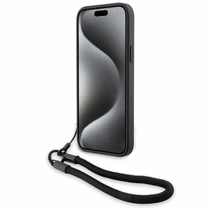 BMW parašas odinis žodinis dirželis dėklas telefonui iPhone 15 Plus / 14 Plus - juodas
