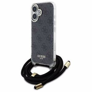 Guess Kryžminis Laidas 4G Spausdintas dėklas iPhone 16 - juodas
