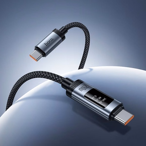 Кабель для передачи данных с цифровым дисплеем USB C to USB C Hoco PD 6A 240W 1,2 m U148 черный