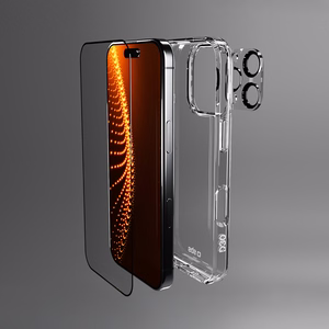 SBS set with D3O technology for iPhone 16 Pro Max - case + glass screen and camera protector - transparent