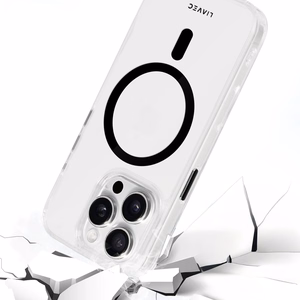 Liavec Blizgus Magnetinis Skaidrus dėklas telefonui Iphone 15 Pro Max juoda