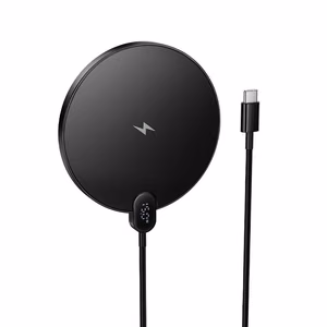 Беспроводное зарядное устройство Hoco 15W с кабелем USB C и цифровым дисплеем CW62 чёрное