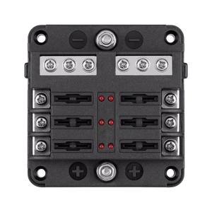 FB-6 fuse box with negative bus bar and LED