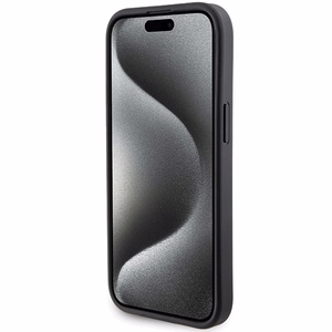 Karl Lagerfeld Gripstand Saffiano Karl&Choupette Pins dėklas telefonui iPhone 15 - juodas