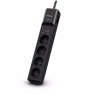 CyberPower Tracer III P0420SUD0-FR – viršįtampių apsaugą turintis ilgintuvas, 4 lizdai, 200–250 V, 1,8 m, juodas