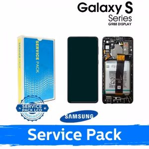 LCD Display Compatible With Samsung G998 S21 Ultra With Frame / Phantom Black / (Service Pack) +INCLUDING BATTERY