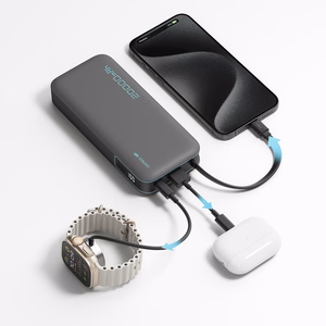 Cuktech CUKP200NGLLG 55W 20000mAh Powerbank with Built-in USB-C Cable - White