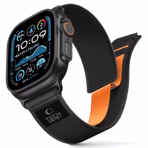 Tech-Protect Nylon Elite Strap for Apple Watch 44 / 45 / 46 / 49 mm - Black & Orange
