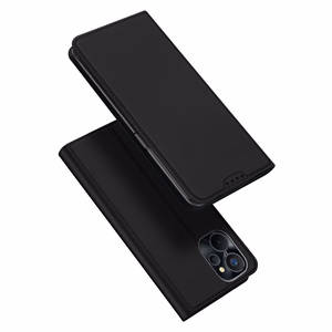 Dux Ducis Skin Pro dėklas Realme 10 5G / Realme 9i 5G atverčiamas kortelių dėklas su stovu – juodas