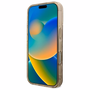 Guess IML bijūnas ant 4G fono Magnetinis dėklas telefonui iPhone 16 Pro - rudas